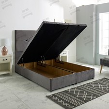 Ottoman Storage Plush Velvet Upholstered Bed Frame and 51" Diamond Headboard