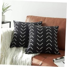 Set of 2 Pillow Covers 18 x 18 inches Boho Aztec 18" x 18" Pack of 2 Black