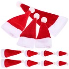 12Pcs Lovely Santa Hat Decors Christmas Ornaments Mini Xmas Bottle Covers Red