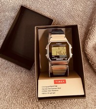 Timex T78587, Orologio Digitale con Cinturino di Espansione Silvertone, Indiglo - NUOVO