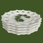 Vintage Kemple Ivy In The Snow Milk Glass Plates Dishes 7” Set of 4 Lattice Edge