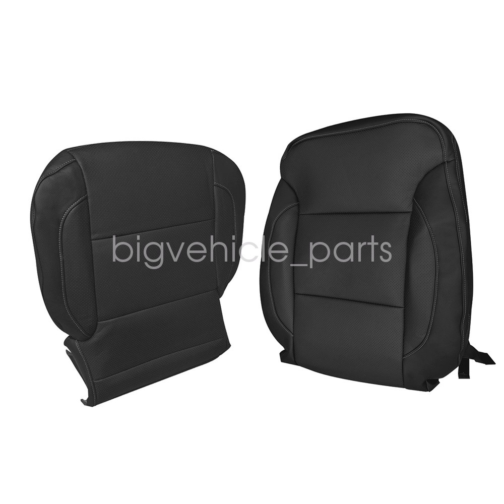 Driver Bottom Top Perforated Leather Seat Cover Black For 15-19 Chevy Silverado
