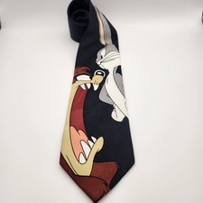 Looney Tunes Mania Vintage 1996 Warner Bros Silk Neck Tie Bugs Bunny Taz