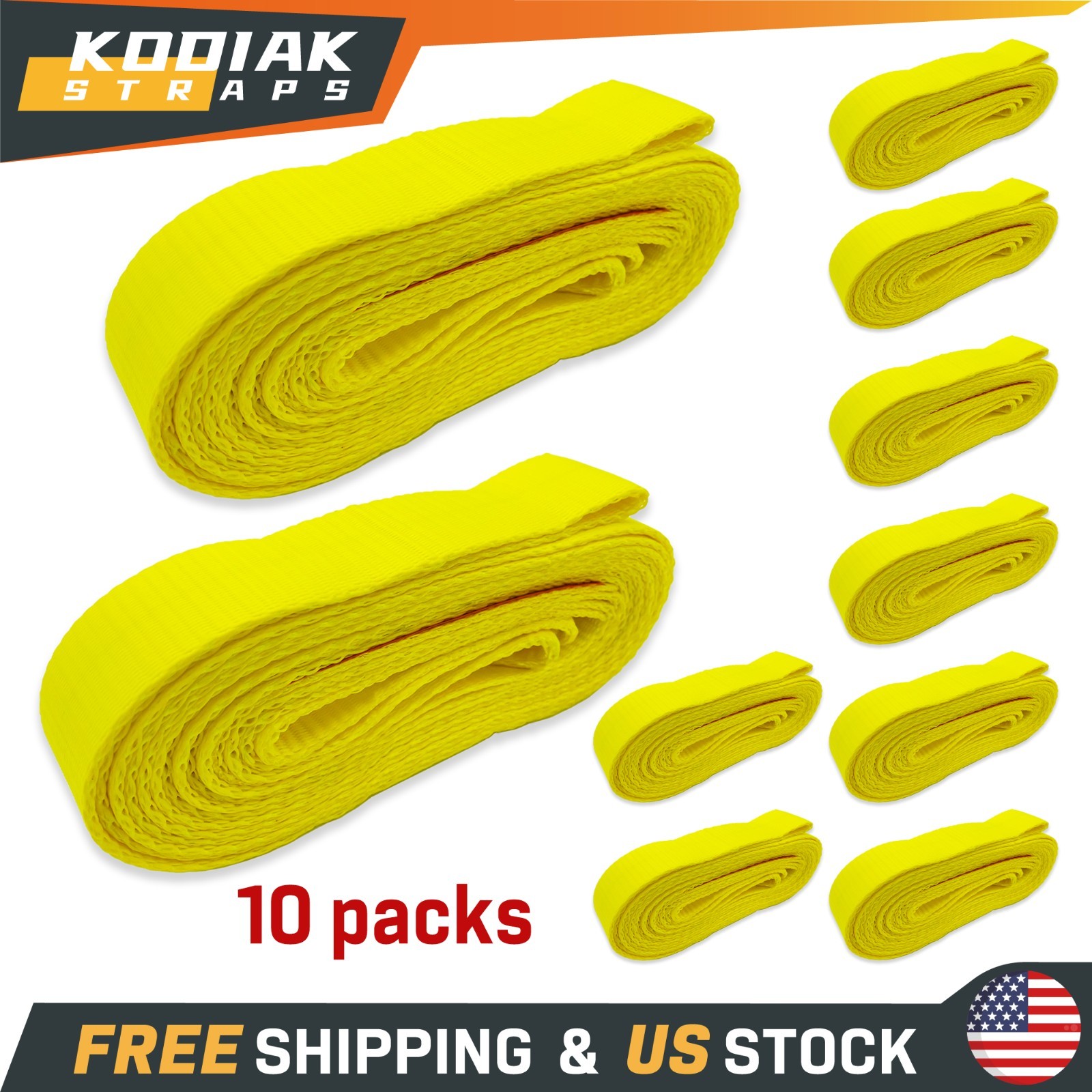 KODIAK 2"x20ft 1-ply Web Sling Lifting Sling Strap Twisted Eye 3100lb - 10 Pack