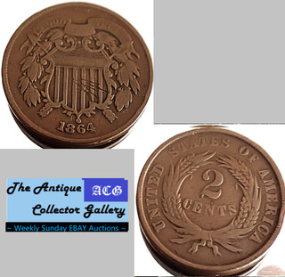 1864 US Copper Two Cent Piece 🪙Civil War Era 🪙Antique🪙