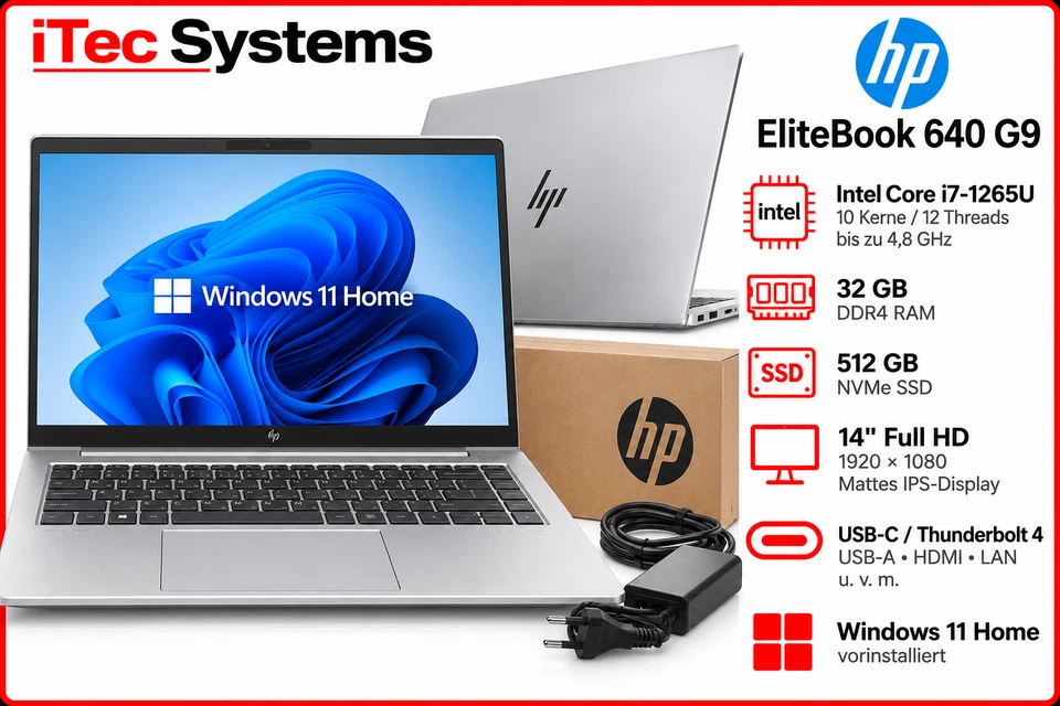 HP EliteBook 640 G9 · i7-1265U · 32GB · 512GB