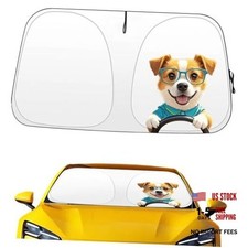 Windshield Sun Shade, Funny Puppy Foldable Car Front S, 55 28in Puppy Pattern