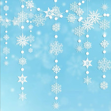 Snowflake Garland Winter Wonderland Decorations White Snow Flake Garlands Hangin
