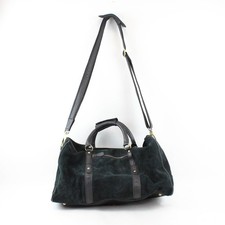 Aaron Leather Goods Black Suede Duffle Bag Compact Travel Carry-On