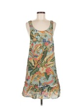 Sézane blue printed shift dress with ruffle embellishment Size 38/6