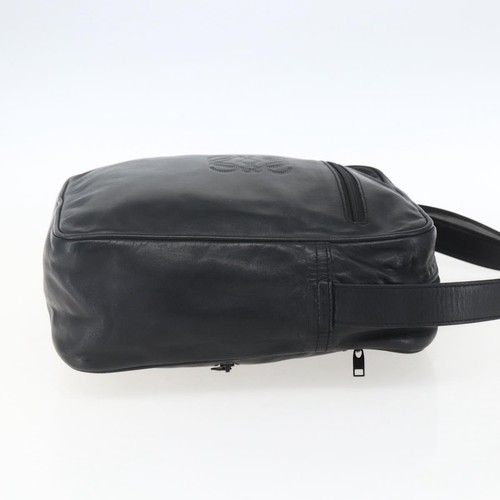 LOEWE Anagram Shoulder Bag Leather Black Gold Auth ka2028 - Afbeelding 4 van 23