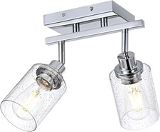 Chrome 2-Light Track Lighting Kit with Seeded Glass for Kitchen  Bathroom