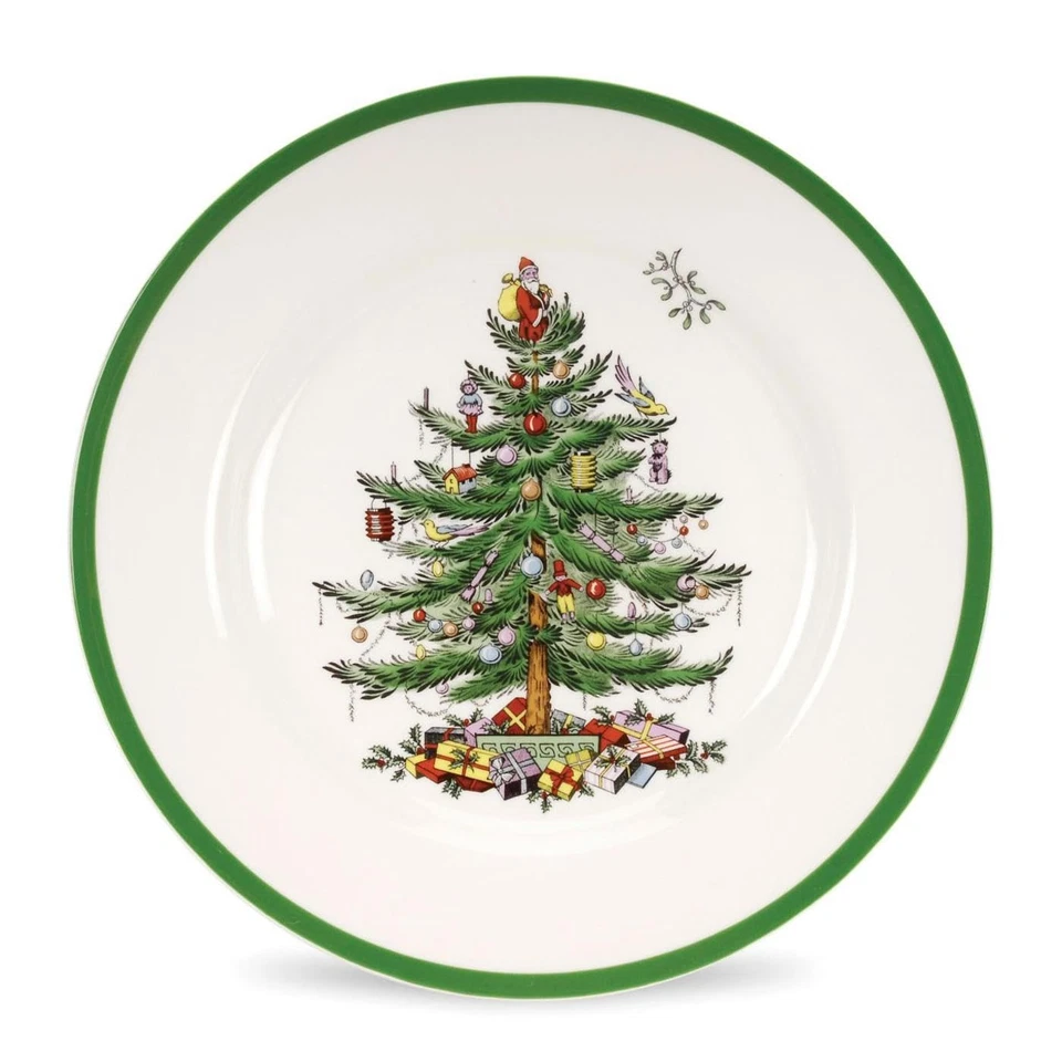 Christmas Tree 10.5" Dinner Plate (Set of 4) - Festive Holiday Stoneware Plat... - Image 2 of 4