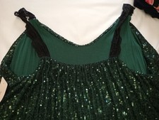 Made In Italy Ladies Off The Shoulder Dress L Green Sequins Black Lace Straps 
