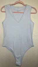 A New Day Women's Size Medium Light Blue Ribbed Tank Bodysuit NWOT