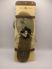 Lindsay Phillips Switch Flops Flats Mandy Gold Straps Fits Size 8 NIP