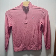 Vineyard Vines Mens Pink 100 Pima Cotton Pique Quarter Zip Pullover Sweater S