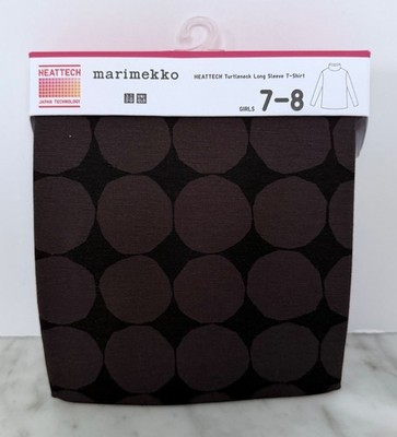 NWT Uniqlo x Marimekko Girls Heattech Turtleneck  Long Sleeve T-Shirt Dark Gray