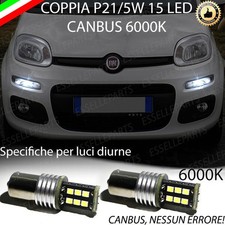 COPPIA LUCI DIURNE DRL 15 LED P21W BAY15D CANBUS FIAT PANDA 3° 6000K NO ERRORE