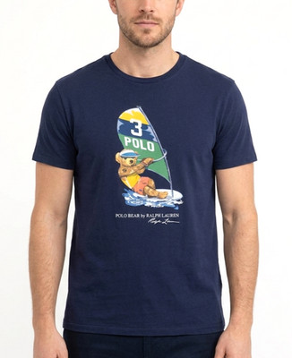 POLO RALPH LAUREN Bear T-Shirt Herren Größe L Custom Slim Fit Surfen Segeln
