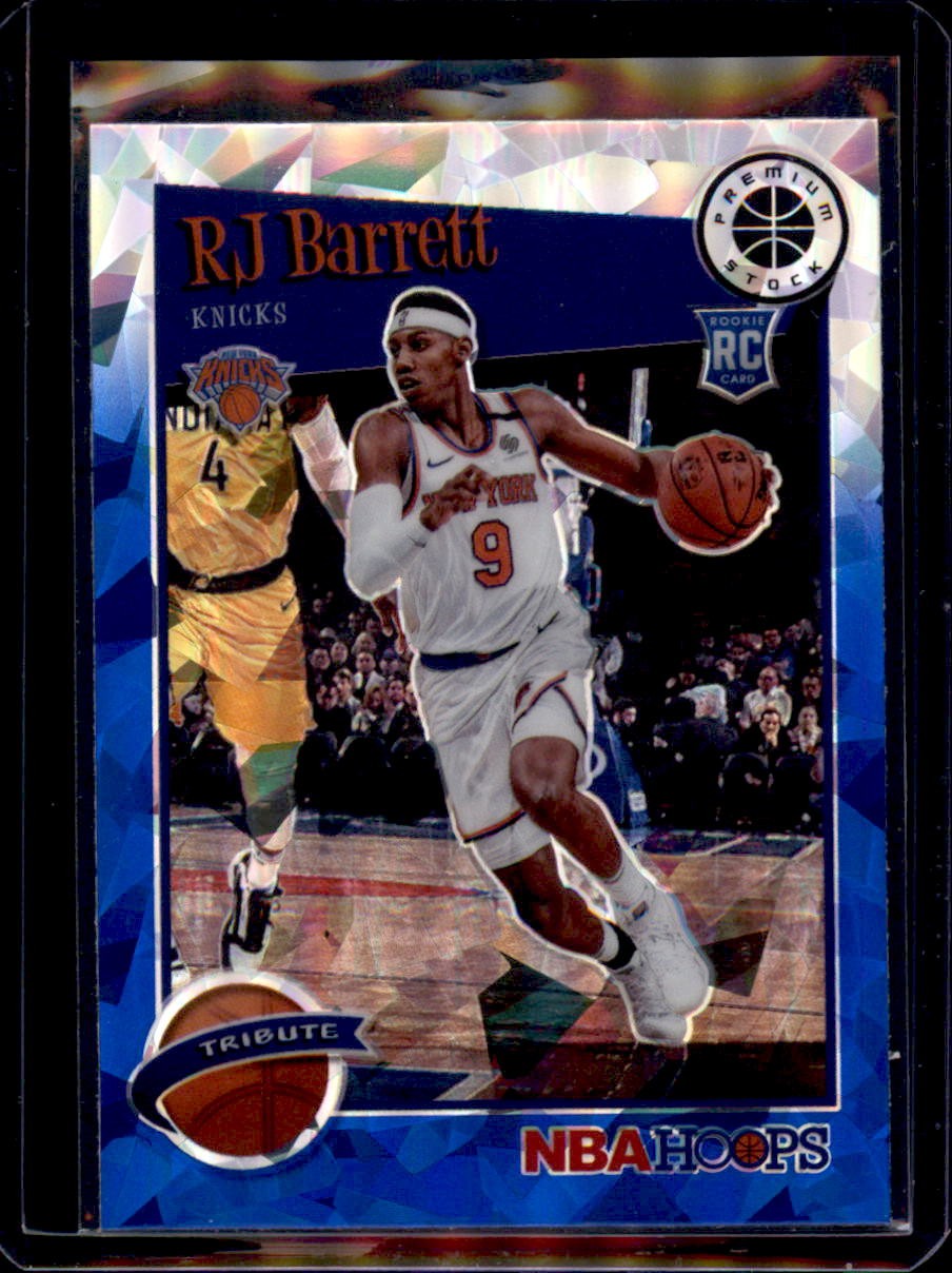 2019-20 Hoops Premium Stock #201 RJ Barrett Prizms Blue Cracked Ice
