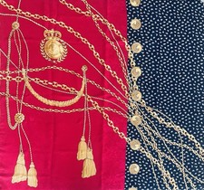 Codello Silk Scarf Vintage Chain & Buttons Pa...