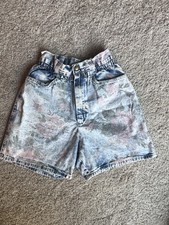 Vintage Stuffed Shorts Floral Acid Denim Shorts Made in USA Size 5/6 High Rise
