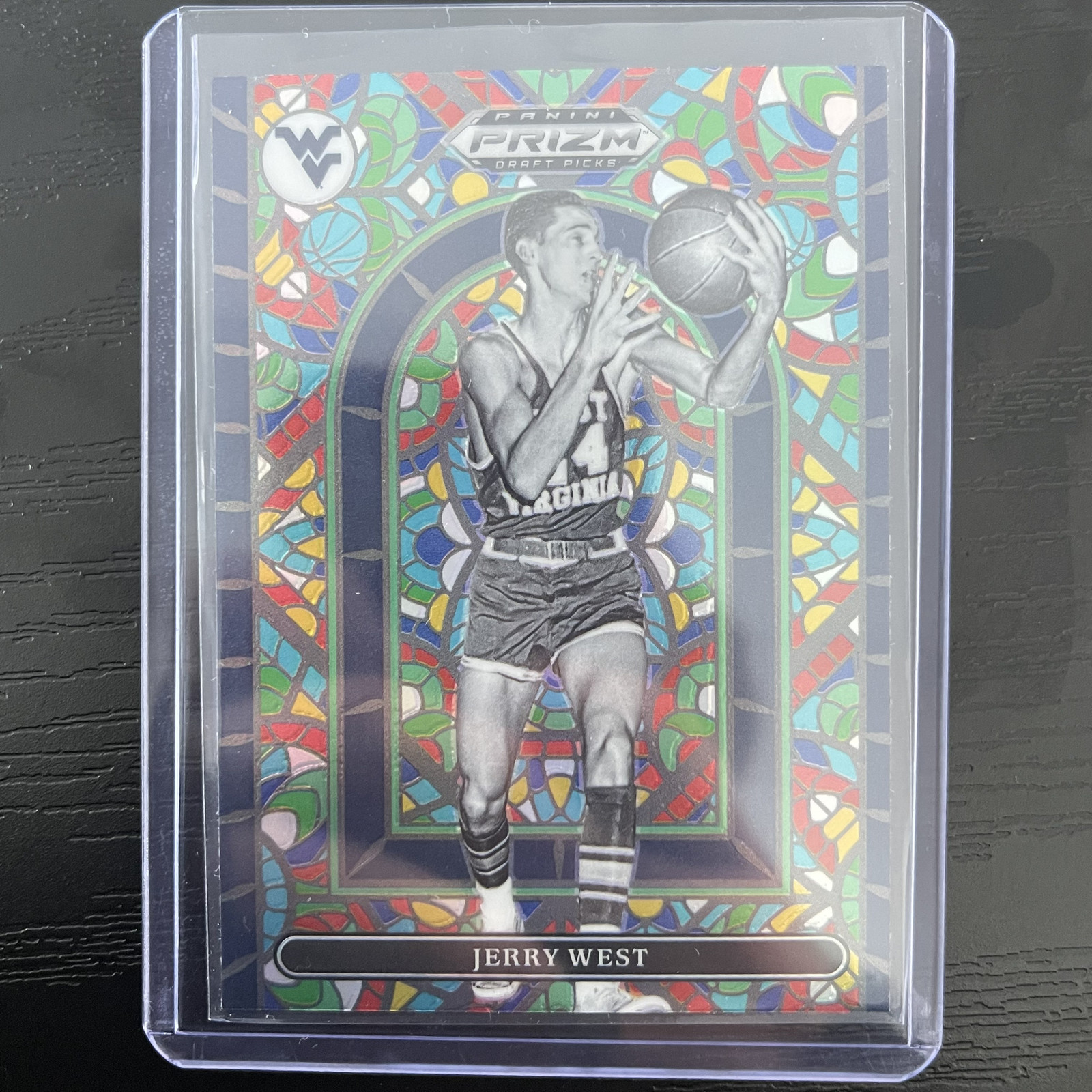 2022 Panini Prizm Draft Picks Jerry West Stained Glass #SG-JW Mountaineers