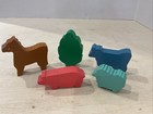 Lot Of 5 Wooden Animals Tree Pig Cow Sheep Horse