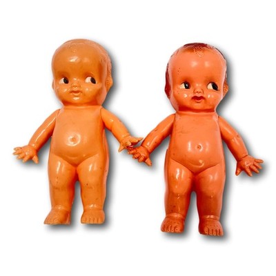 Kewpie Dolls Irwin 6 inch Lot 2 Babies Moveable Arms Marked USA Vintage