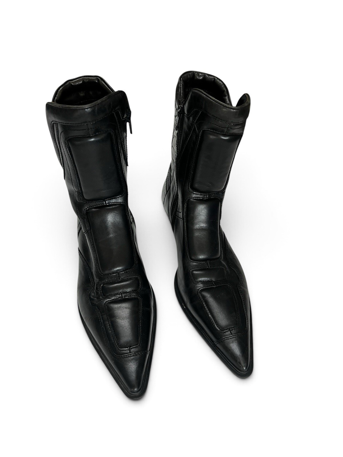 Vagabond Women Black Leather Dress Heel Pointy Toe Moto Boots sz 8 US EUR 38 image 3