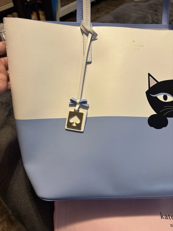 RARO Bolso de Mano Kate Spade Jazz Things Up Little Len Peeking Cat Cuero Foto 2 de 4