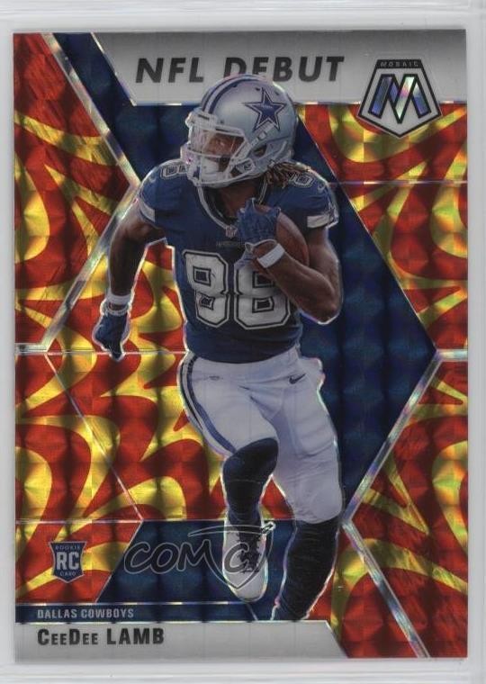 2020 Panini Mosaic NFL Debut Reactive Gold Mosaic Prizm CeeDee Lamb #268 1cx3