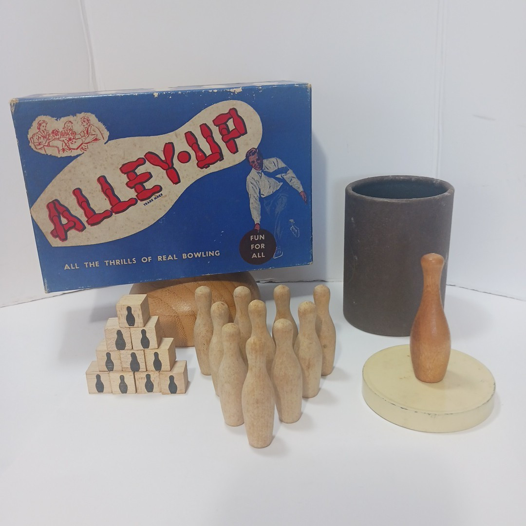 Vintage Alley-Up Bowling Table Game with Dice ca 1950's