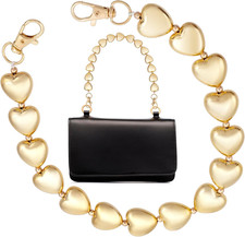 Heart Purse Chain, Gold Handbag Charm Extender, Short Handle Metal Shoulder Cros