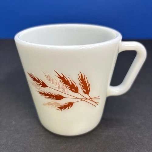VTG PYREX 1410 Autumn Harvest Wheat Milk Glass Coffee Cup Mug Corning Ware 300ml