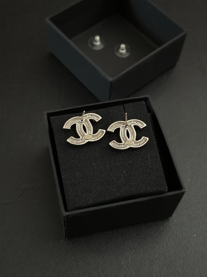 Chanel Multicolor Crystal CC Stud Earrings - Image 4 of 4