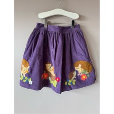 Mini Boden Girls Purple Corduroy Hedgehog Appliqu  Skirt 10-11 Years