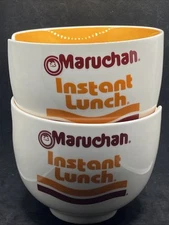 Two 2 Maruchan Instant Lunch Logo Large Ceramic Ramen Noodle Bowl No Chopsticks