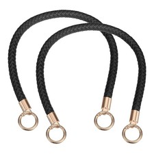 2Pcs Braided Purse Straps, 18.1" Handbag Strap with Spring Buckle, Black