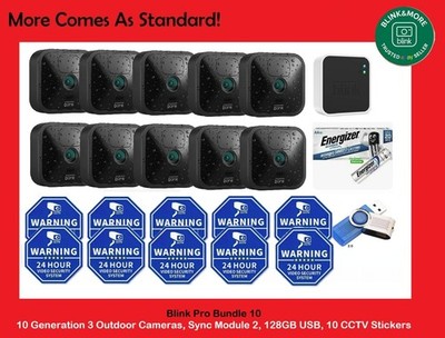 Blink Generation 3 Pro Bundle 10 - Kameras + Sync Modul, 128GB + CCTV Aufkleber