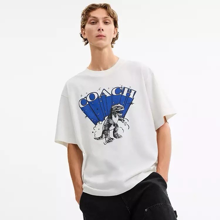 NWT COACH Men T-Rex Relaxed T-Shirt In Organic Cotton Vintage