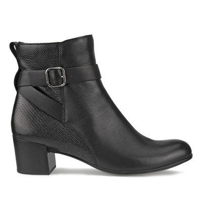 NEW ECCO Women Classic 15 Buckle Ankle Bootie US 6-6.5/37 Black Leather/Size Zip