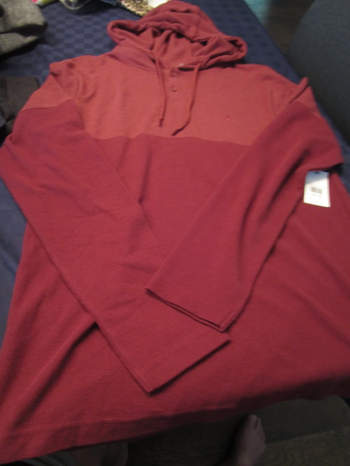 NWT VOLCOM MENS HOODED THERMAL L/S SHIRT RED MEDIUM