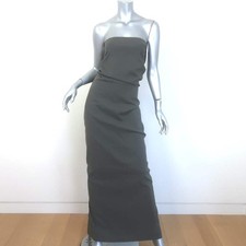 Cortana Strapless Tie-Back Maxi Dress Gray Wool-Blend Size 40