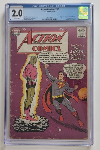 Action Comics #242 CGC 2.0 1st App & Origin of Brainiac & city of Kandor DC 1958