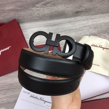 Salvatore Ferragamo Gancini Leather Belt Buckle NEW