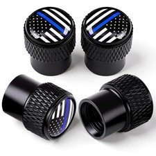 Meajoo 4 Pcs American Flag Tire Valve Stem Caps Corrosion 4 Pcs Black