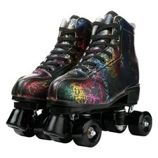 Cowhide High-Top Classic Double-Row Skates - Four-Wheel Roller Skates for Men, W