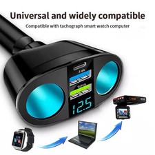 Car Cigarette Lighter Socket Adapter Dual USB Double Plug Charger Splitter 12V